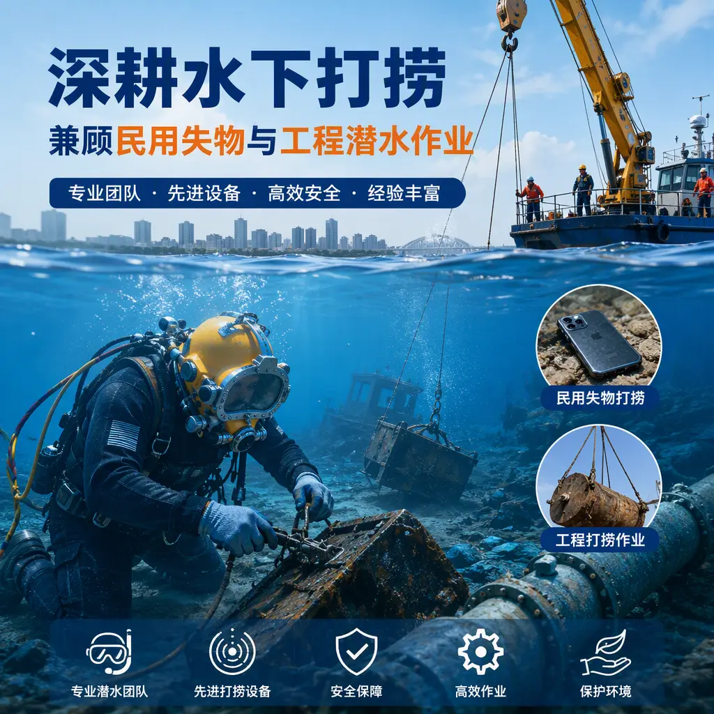 深耕水下打捞，兼顾民用失物与工程潜水作业泰兴